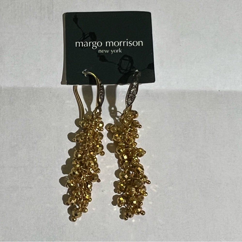 Margo Morrison 18KT/SS Gold Vermeil Cluster Earrings With White Sapphires.